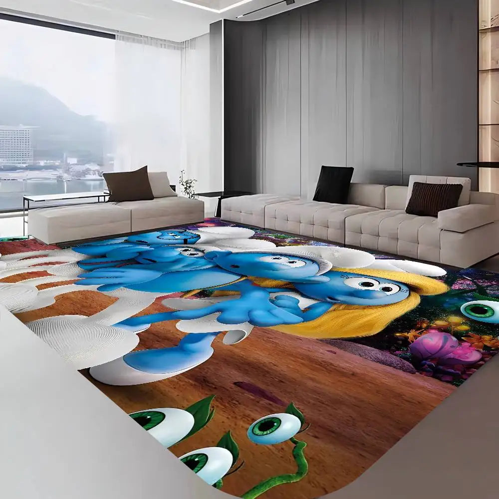 S-Smurfs Floor Mat Cheaper Anti-slip Modern Living Room Balcony Printed Bedside Mats