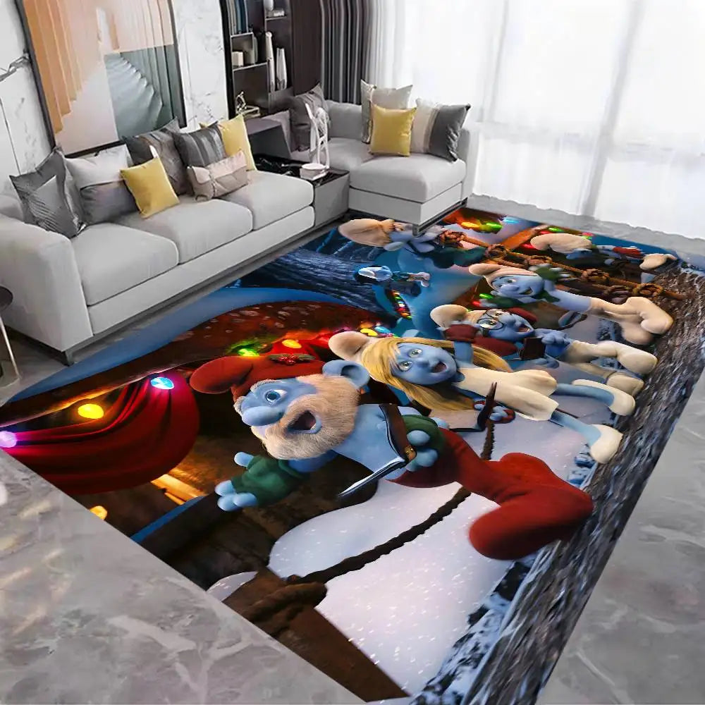 S-Smurfs Floor Mat Cheaper Anti-slip Modern Living Room Balcony Printed Bedside Mats