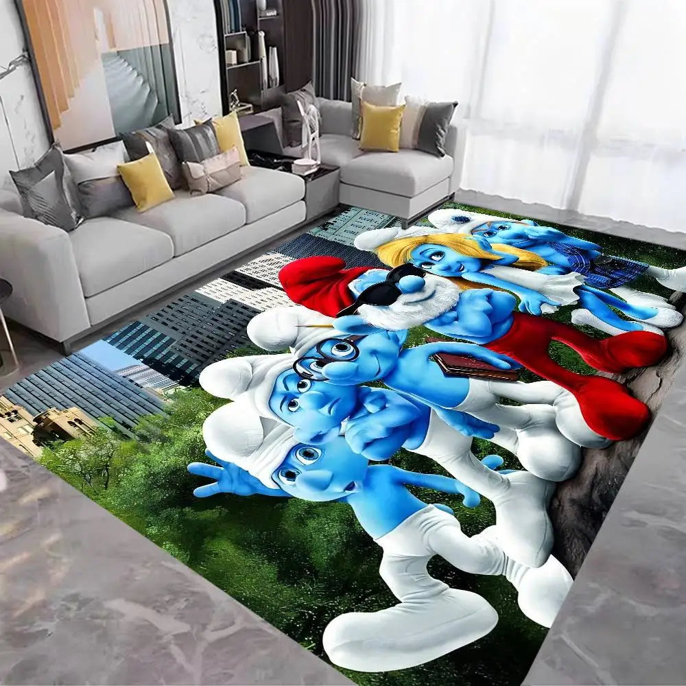 S-Smurfs Floor Mat Cheaper Anti-slip Modern Living Room Balcony Printed Bedside Mats