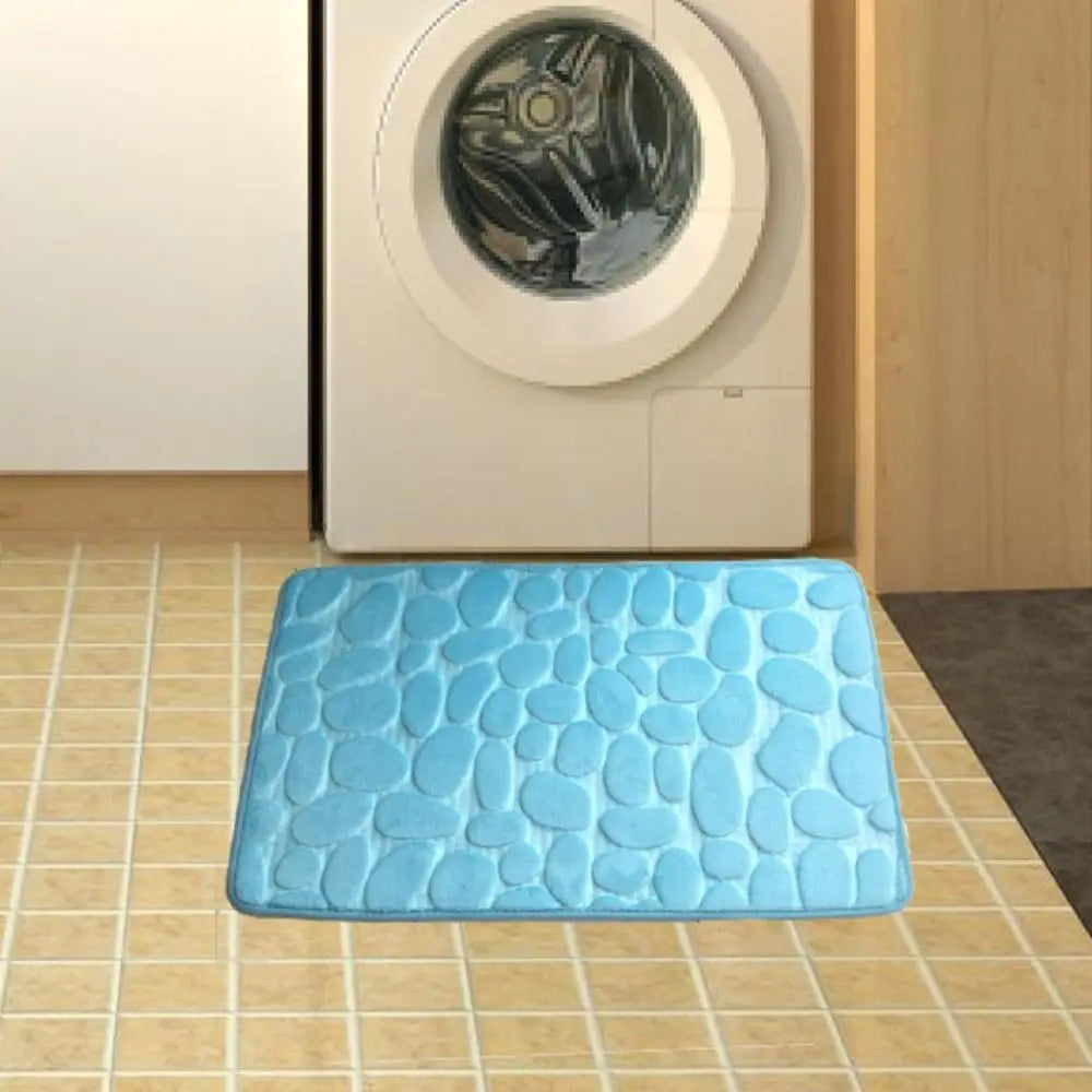 Durable Water Absorption Bath Mat Non-slip Household Cobblestone Embossed Washable Doormat Bathroom