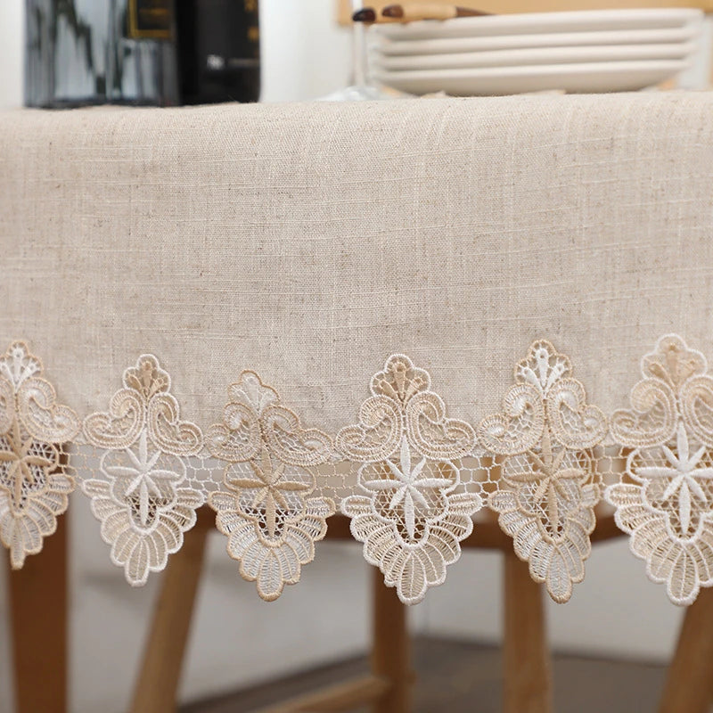 Plain Colour Tablecloth Cotton Linen Pure Light Gray European Style