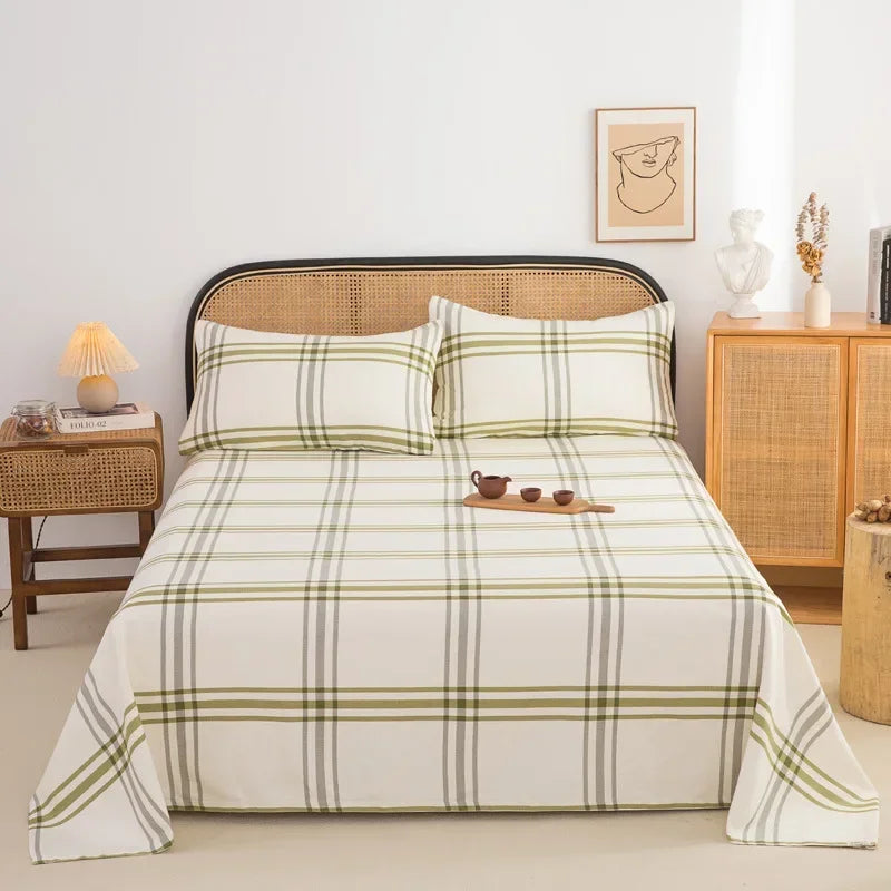 Soft 100% Cotton Coarse Cloth Bed Sheet Thick Sleep Naked Single Double Bedsheet