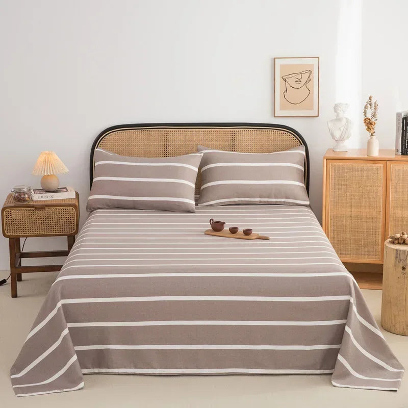 Soft 100% Cotton Coarse Cloth Bed Sheet Thick Sleep Naked Single Double Bedsheet