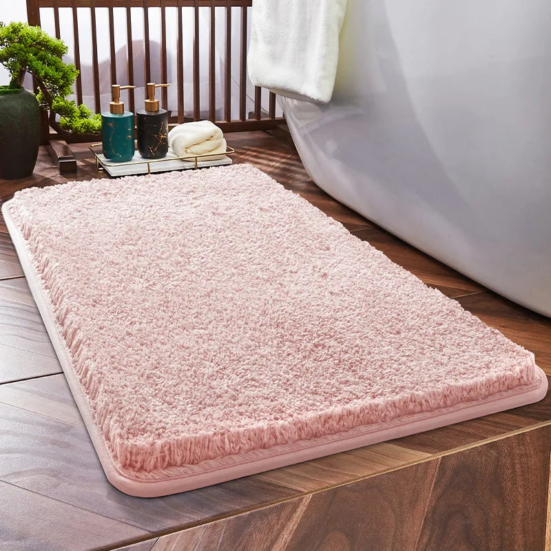 Household Bathroom Foot Mat Thicken Solid Colour Simple Bathroom