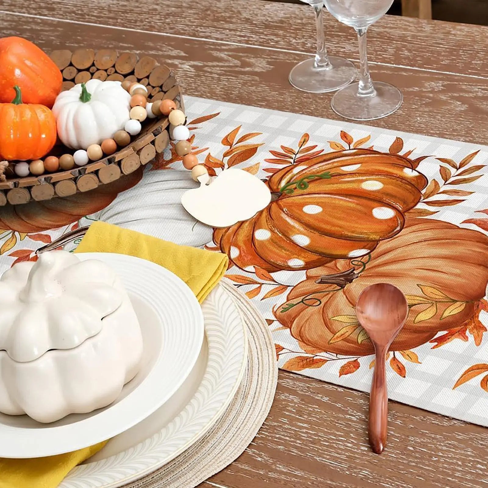 Table Runner  1PC Autumn Thanksgiving Table Runner Pumpkins