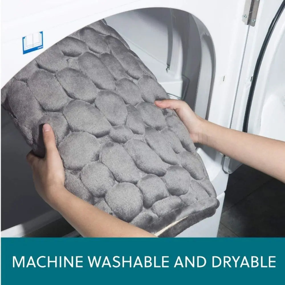 Durable Water Absorption Bath Mat Non-slip Household Cobblestone Embossed Washable Doormat Bathroom