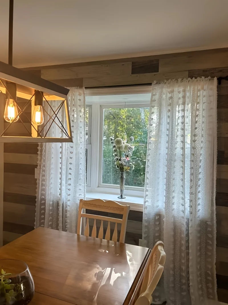 2Pcs Rod Pocket French Romantic White Curtains For Living Room Bedroom Sheer Curtain