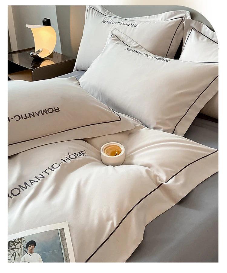 1 Set Cotton Bedding Set with Duvet Cover Bed Sheet Pillowcase Luxury