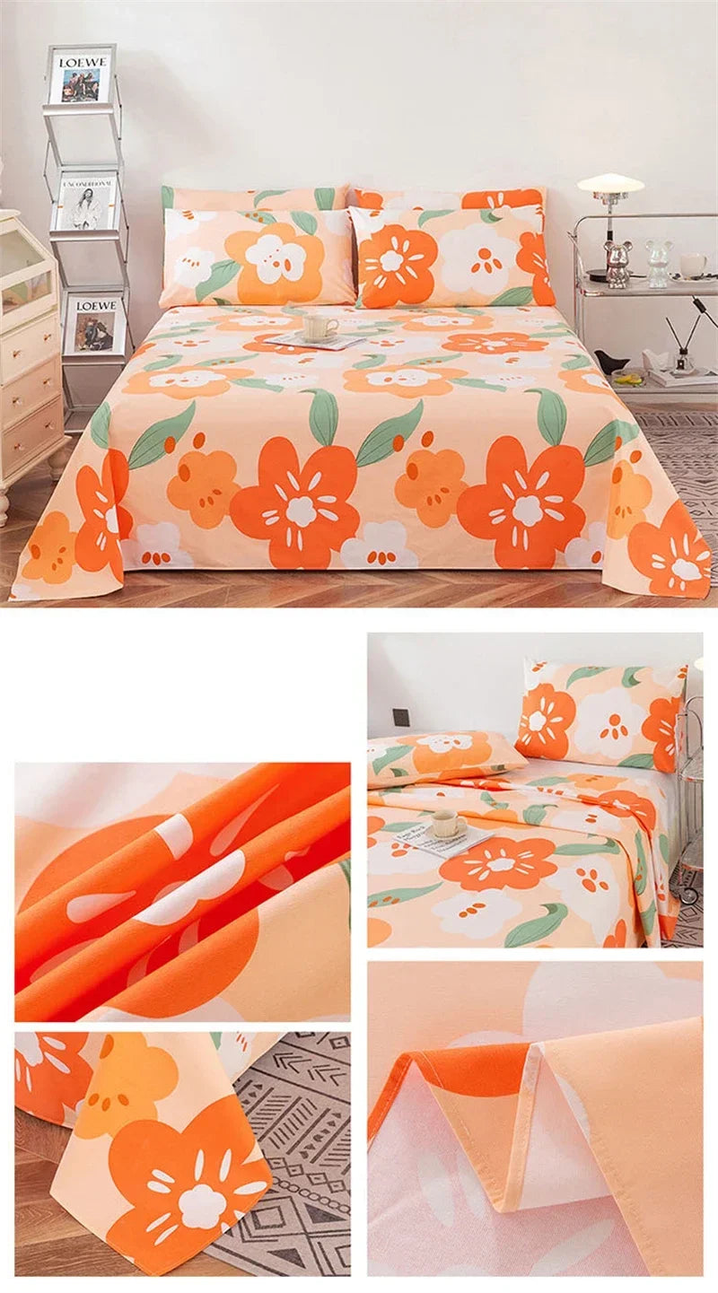 Soft 100% Cotton Coarse Cloth Bed Sheet Thick Sleep Naked Single Double Bedsheet