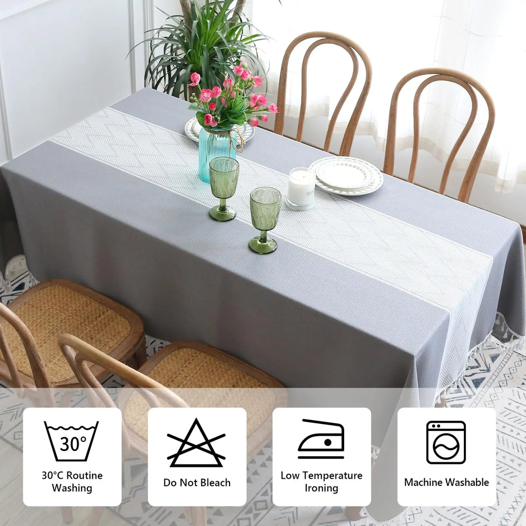 Tablecloth for Rectangle Table, Cotton Linen Table Cloth, Waterproof