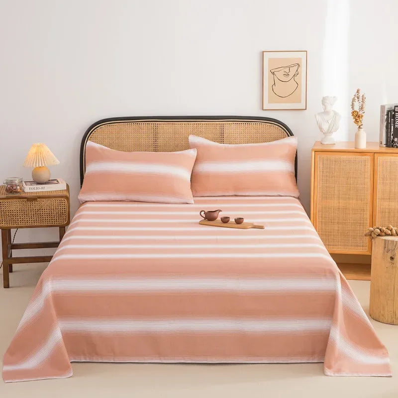 Soft 100% Cotton Coarse Cloth Bed Sheet Thick Sleep Naked Single Double Bedsheet