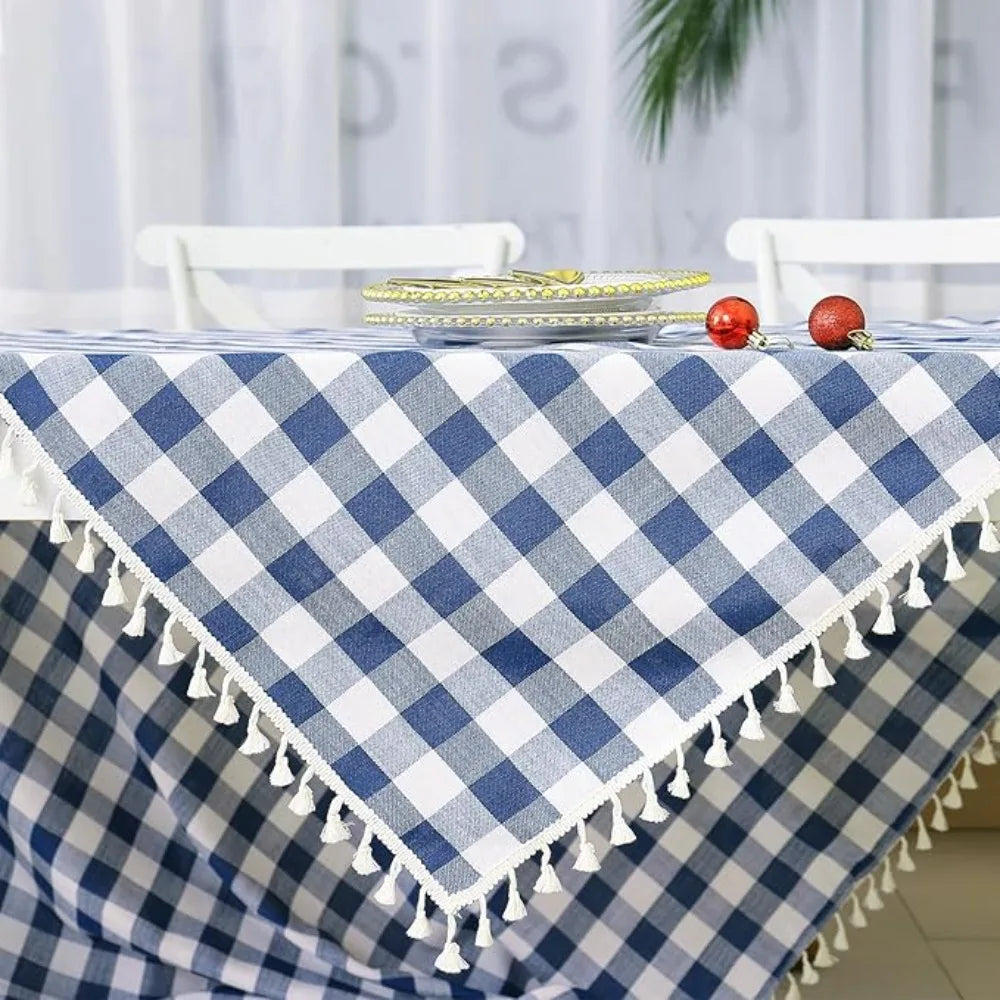 Table Decor Linen Plaid Tablecloth Waterproof Antifouling Table Cover