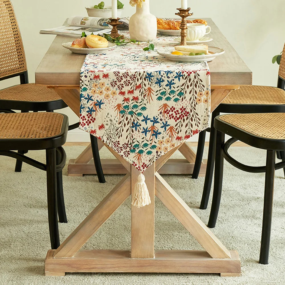 American Striped Table Runner Bohemian Tassel Table Runners Home
