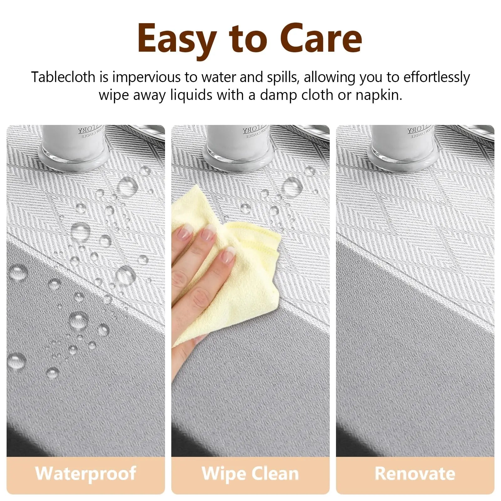 Tablecloth for Rectangle Table, Cotton Linen Table Cloth, Waterproof