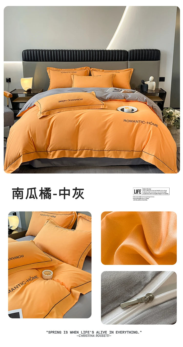 1 Set Cotton Bedding Set with Duvet Cover Bed Sheet Pillowcase Luxury