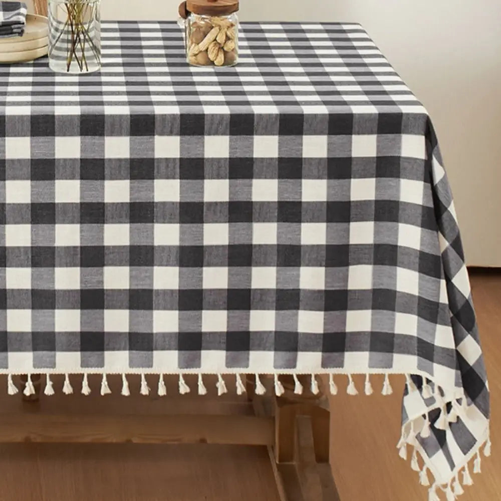 Table Decor Linen Plaid Tablecloth Waterproof Antifouling Table Cover