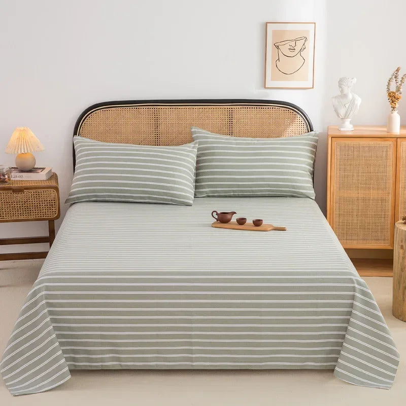 Soft 100% Cotton Coarse Cloth Bed Sheet Thick Sleep Naked Single Double Bedsheet