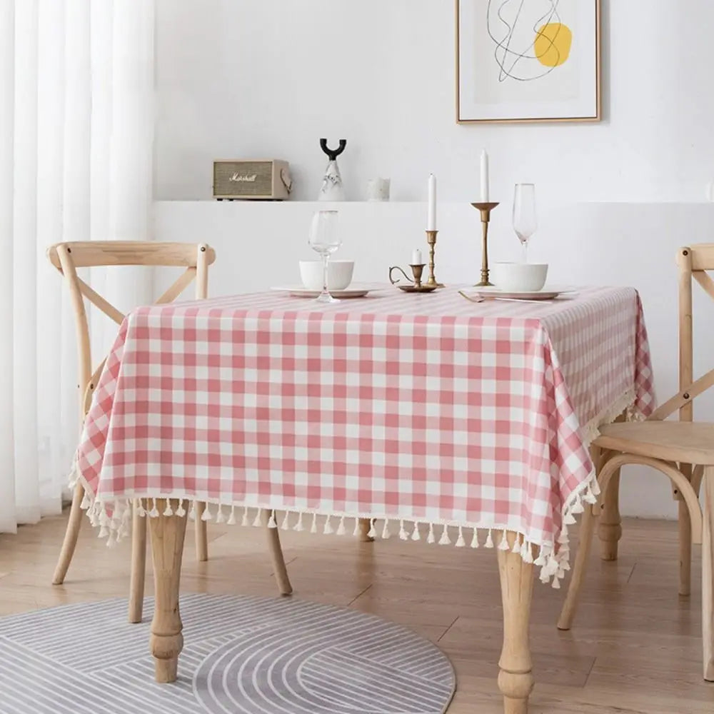 Table Decor Linen Plaid Tablecloth Waterproof Antifouling Table Cover