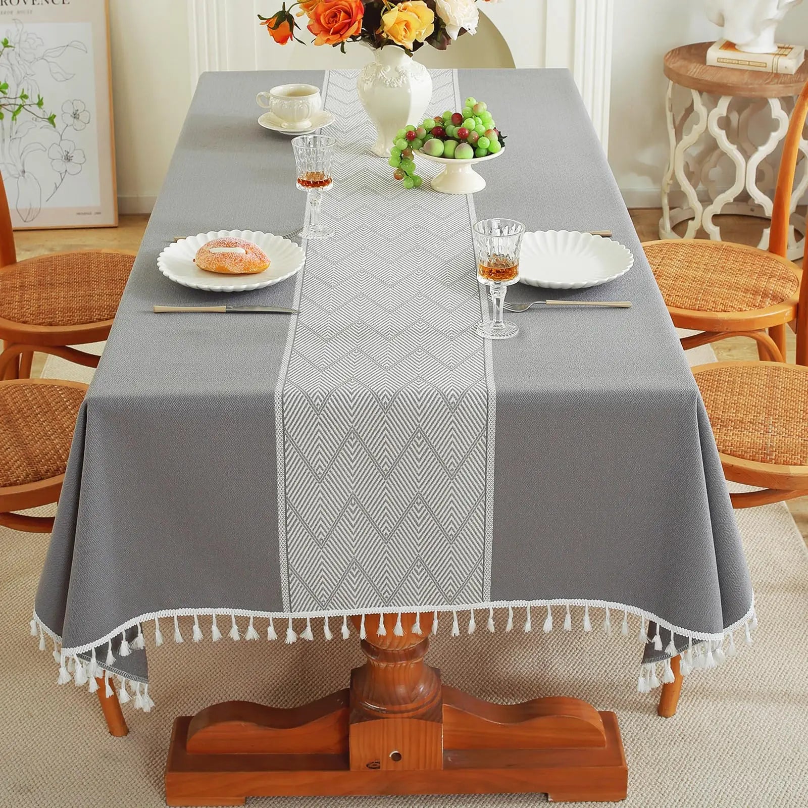 Tablecloth for Rectangle Table, Cotton Linen Table Cloth, Waterproof