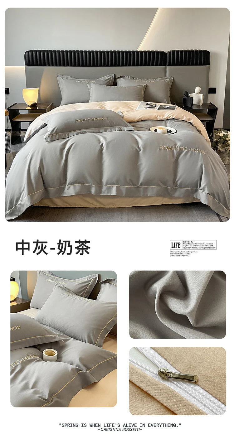 1 Set Cotton Bedding Set with Duvet Cover Bed Sheet Pillowcase Luxury