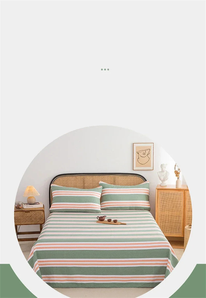 Soft 100% Cotton Coarse Cloth Bed Sheet Thick Sleep Naked Single Double Bedsheet