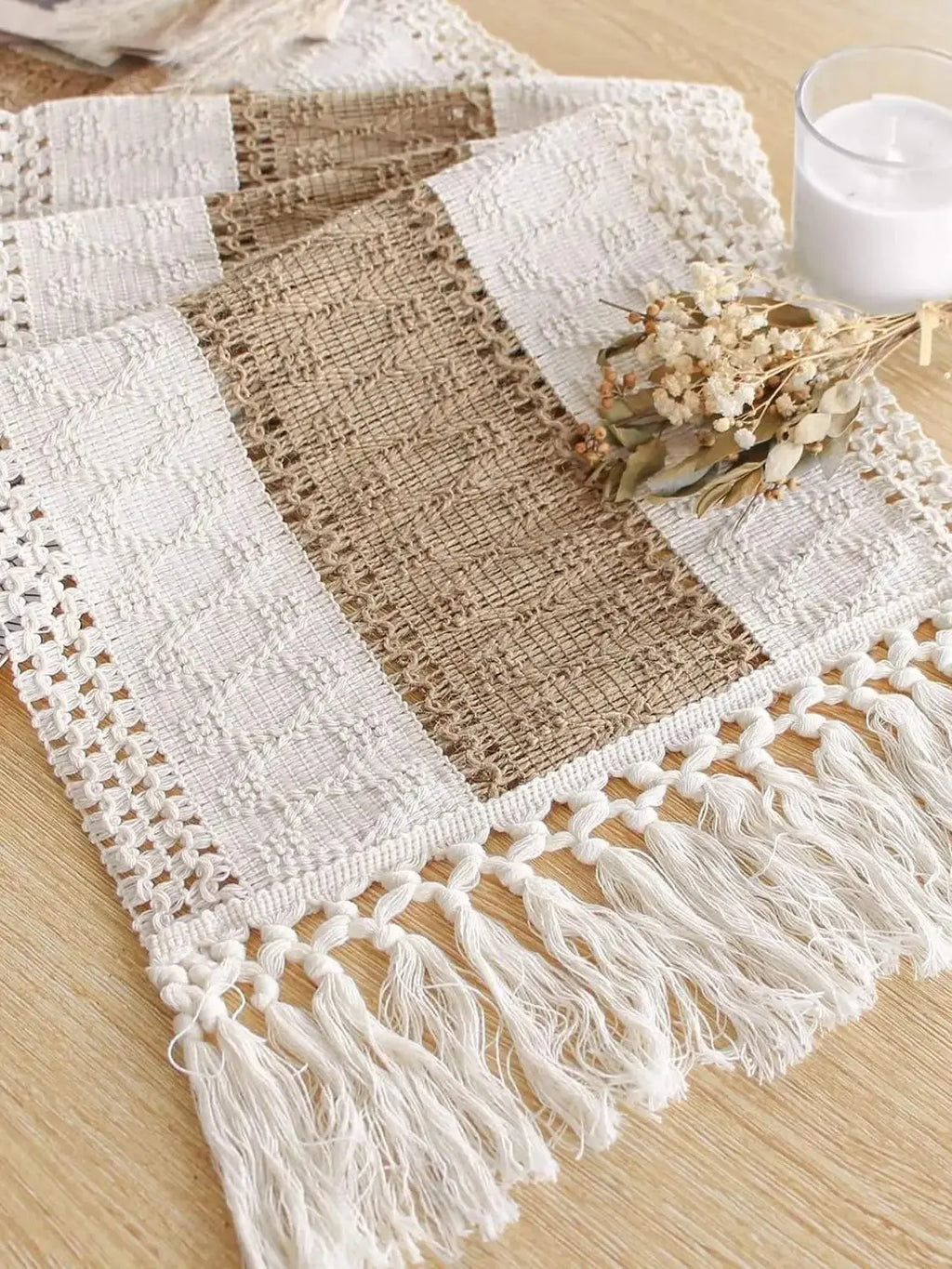 Table Runner for Summer Home Decor with Tassels Long Farmhouse