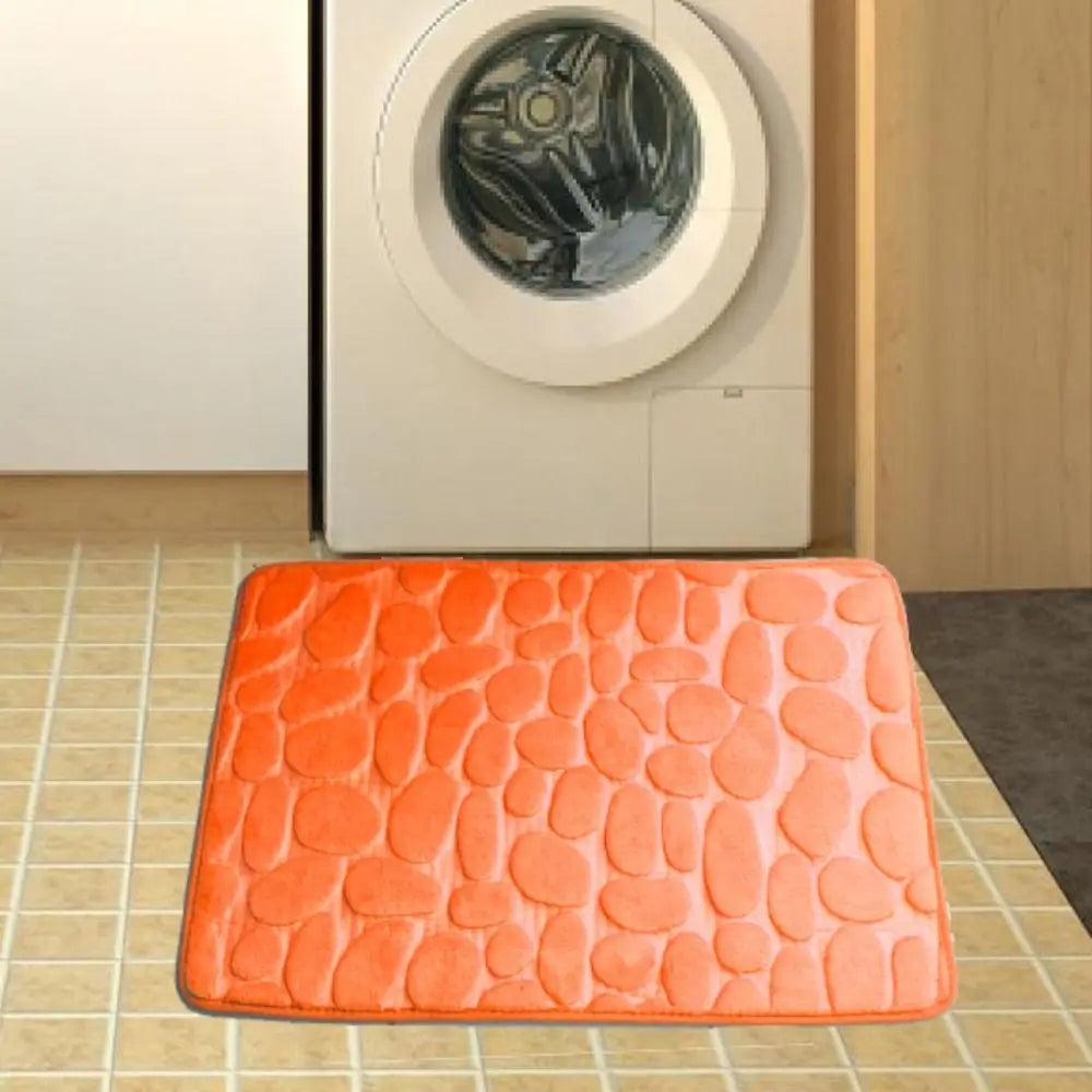 Durable Water Absorption Bath Mat Non-slip Household Cobblestone Embossed Washable Doormat Bathroom