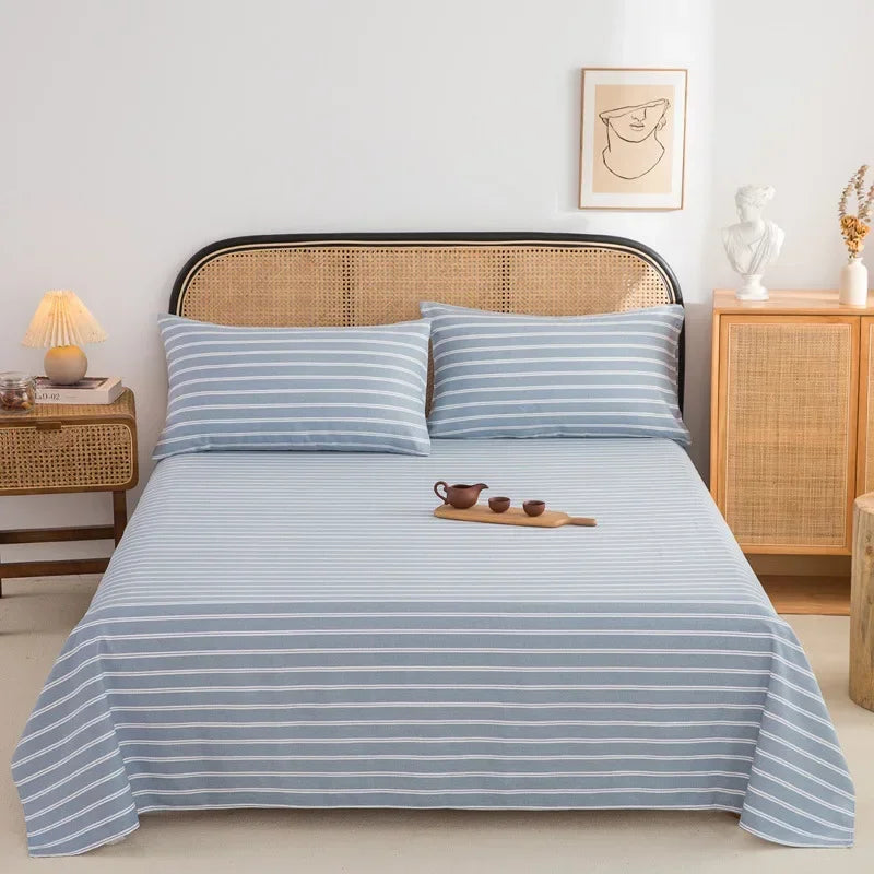 Soft 100% Cotton Coarse Cloth Bed Sheet Thick Sleep Naked Single Double Bedsheet