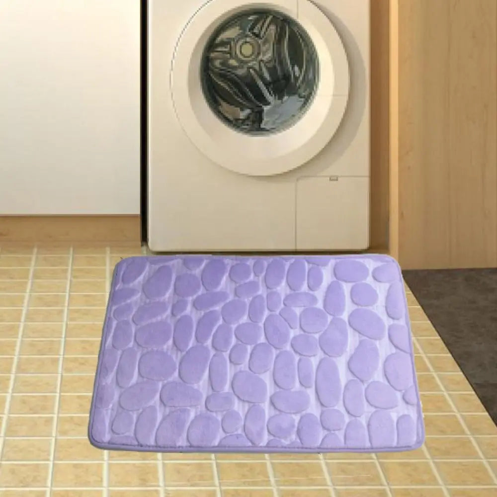 Durable Water Absorption Bath Mat Non-slip Household Cobblestone Embossed Washable Doormat Bathroom