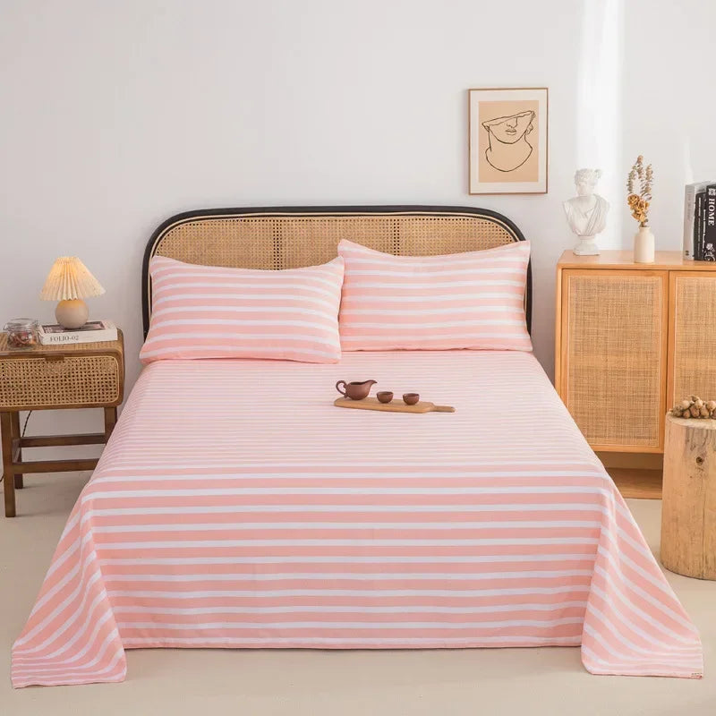 Soft 100% Cotton Coarse Cloth Bed Sheet Thick Sleep Naked Single Double Bedsheet