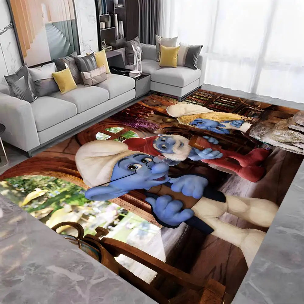 S-Smurfs Floor Mat Cheaper Anti-slip Modern Living Room Balcony Printed Bedside Mats