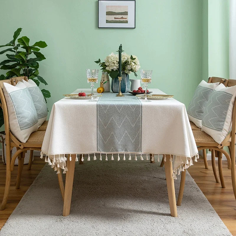 Tablecloth for Rectangle Table, Cotton Linen Table Cloth, Waterproof