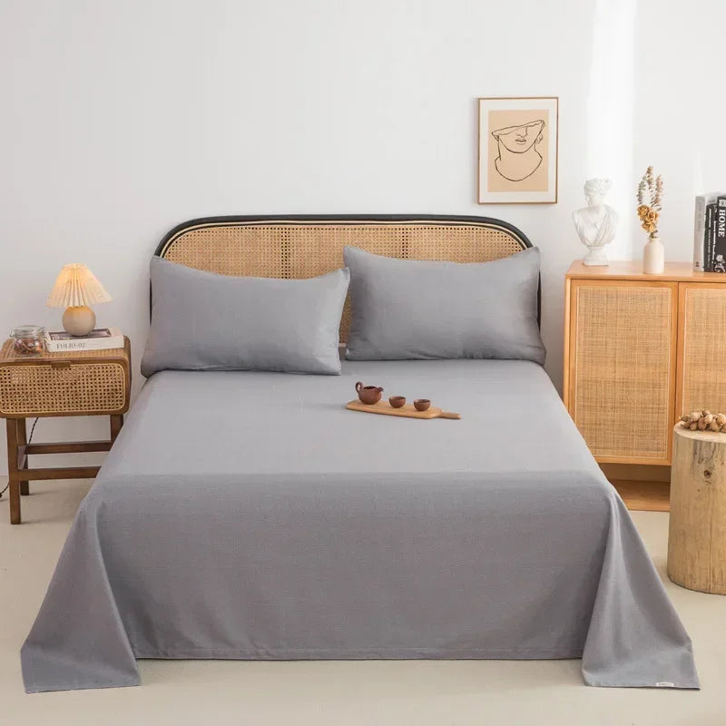 Soft 100% Cotton Coarse Cloth Bed Sheet Thick Sleep Naked Single Double Bedsheet