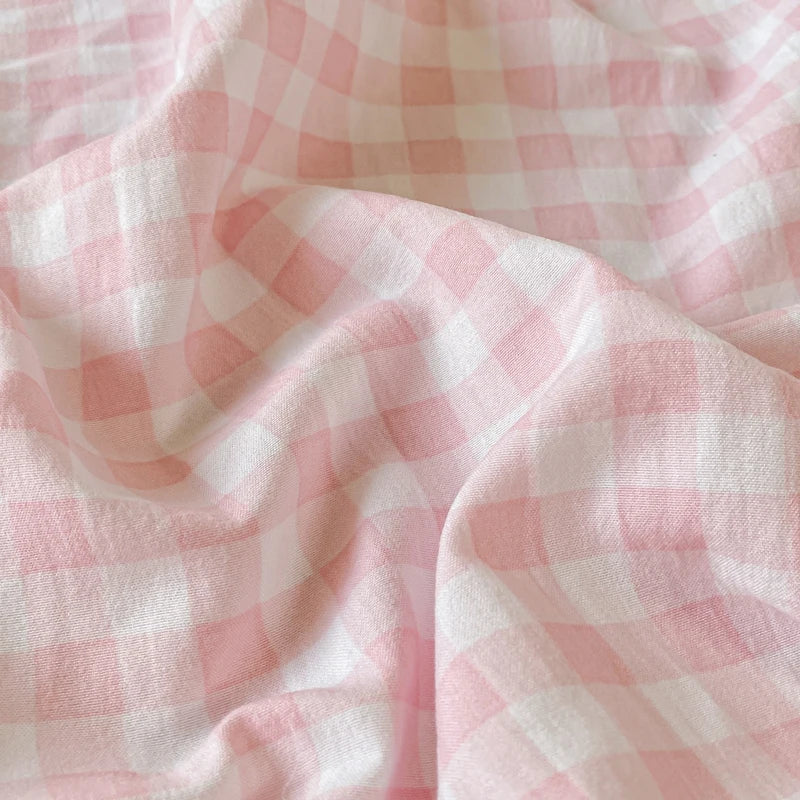 Plaid Style Fitted Sheet Skin-friendly Bed Cover Elastic Bedsheet for