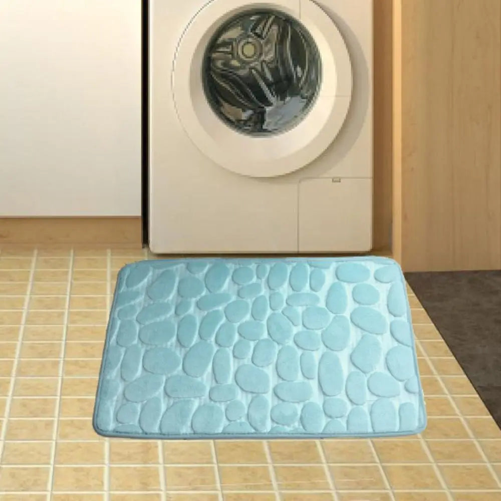 Durable Water Absorption Bath Mat Non-slip Household Cobblestone Embossed Washable Doormat Bathroom