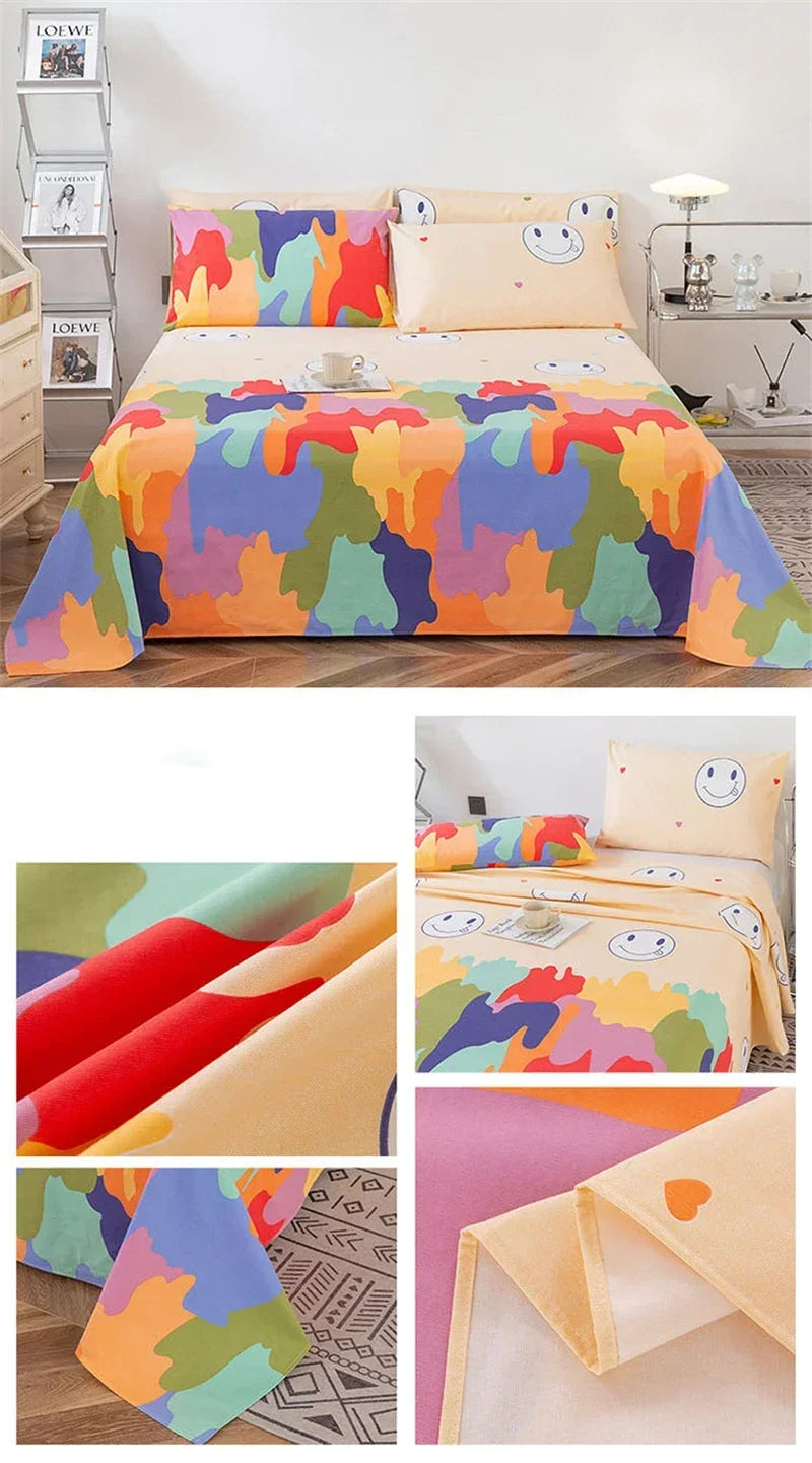 Soft 100% Cotton Coarse Cloth Bed Sheet Thick Sleep Naked Single Double Bedsheet