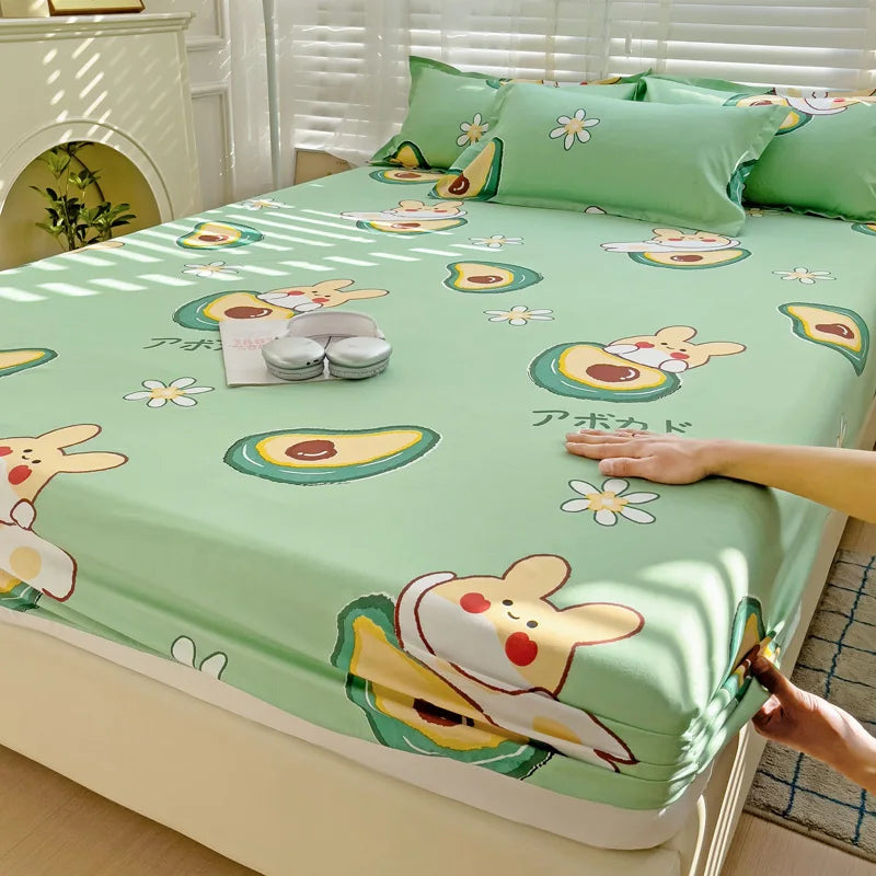 Bed Sheets Cute Animals Fitted Sheet Non Slip 침대패드 Bedspread With Elastic