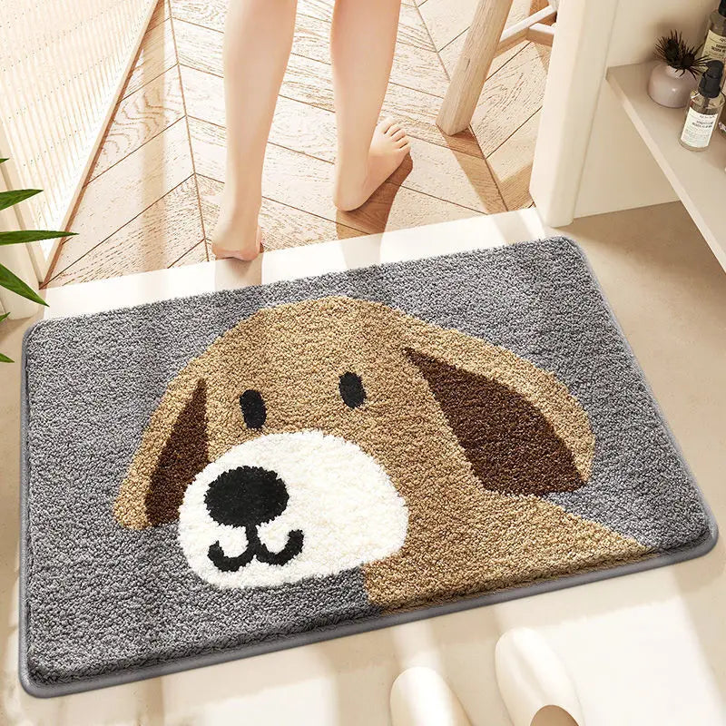 VIKAMA Bathroom Water-Absorbing Rug Cute Anti-Slip Imitation Cashmere