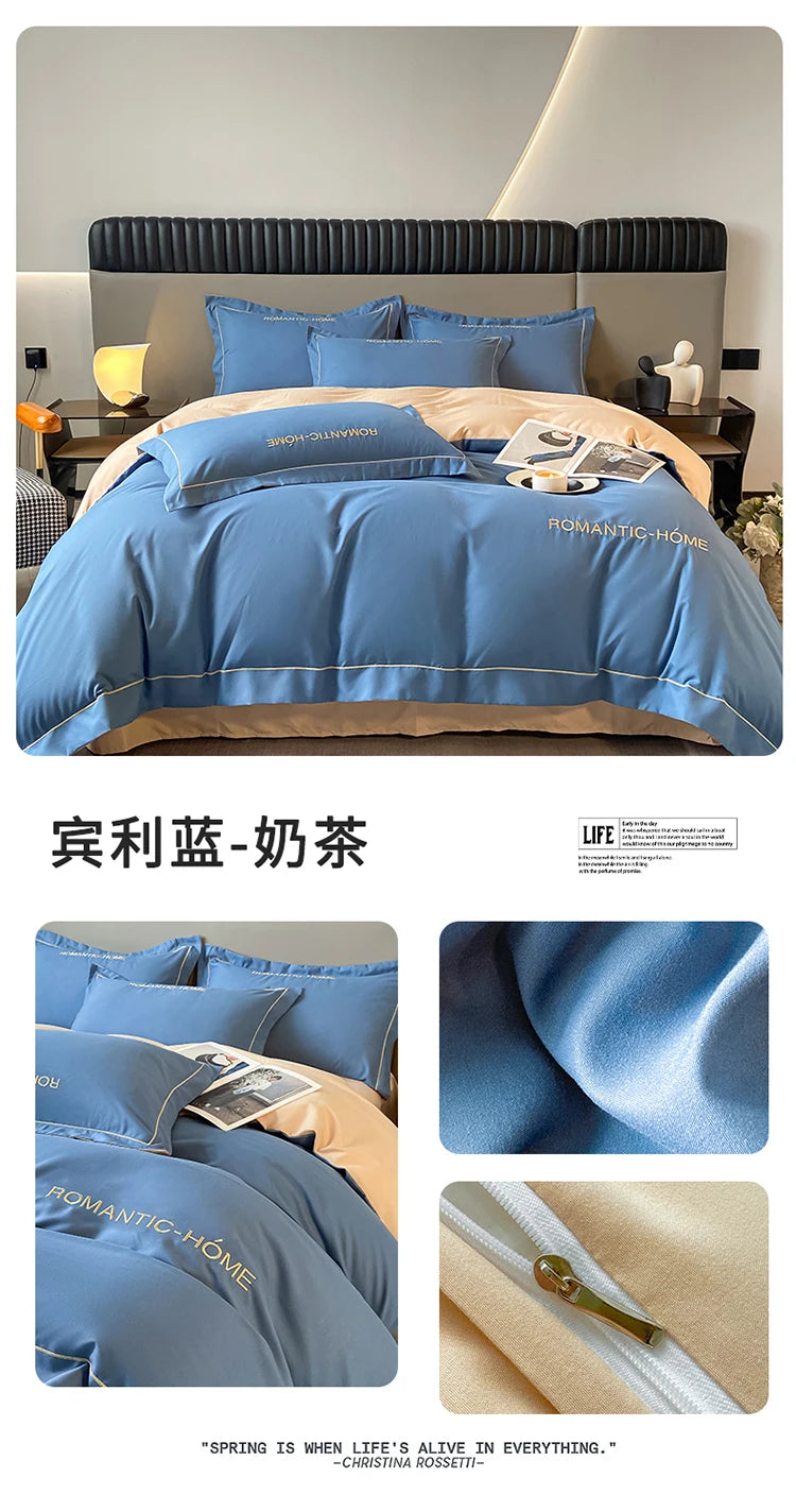 1 Set Cotton Bedding Set with Duvet Cover Bed Sheet Pillowcase Luxury