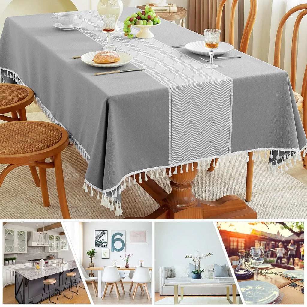Tablecloth for Rectangle Table, Cotton Linen Table Cloth, Waterproof