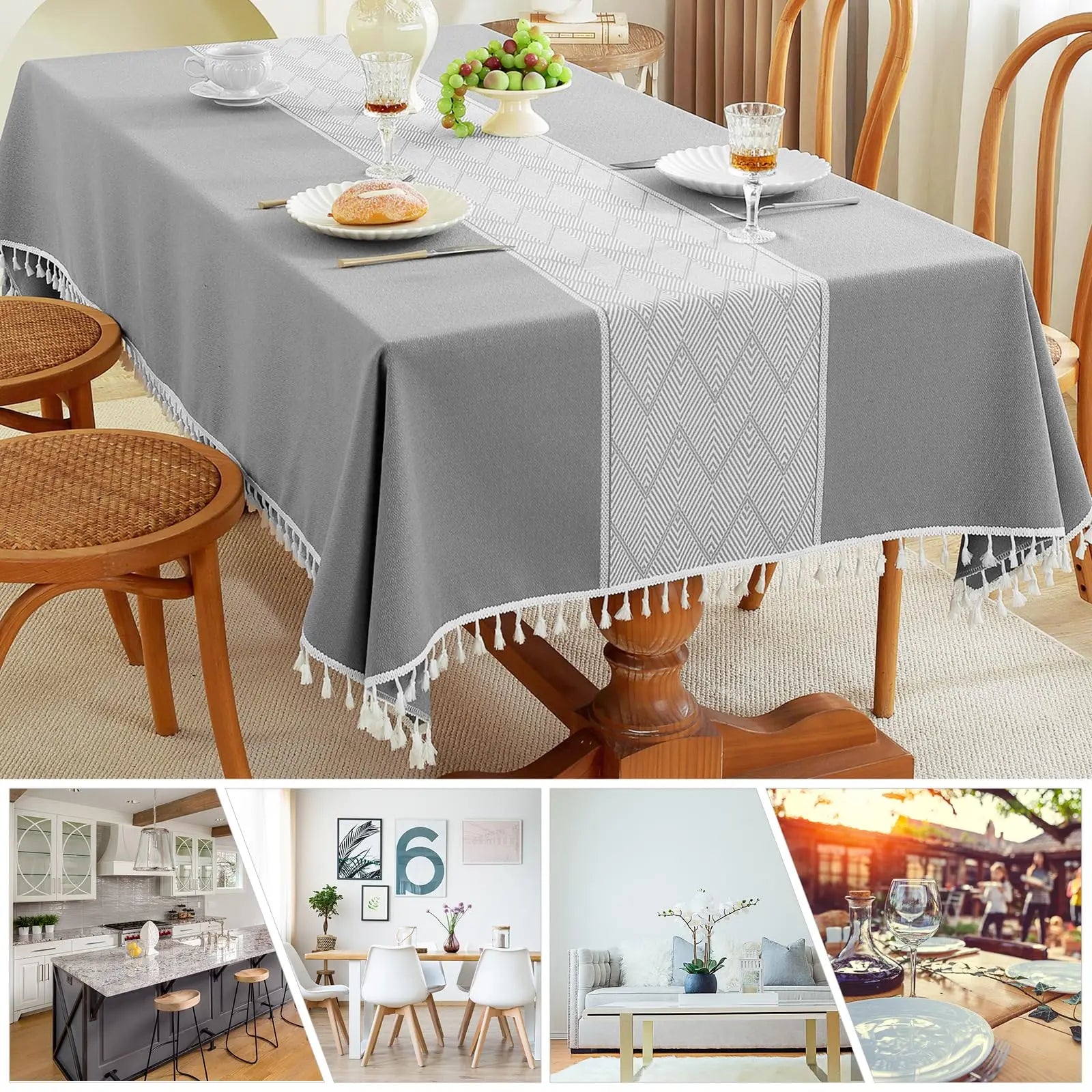 Tablecloth for Rectangle Table, Cotton Linen Table Cloth, Waterproof