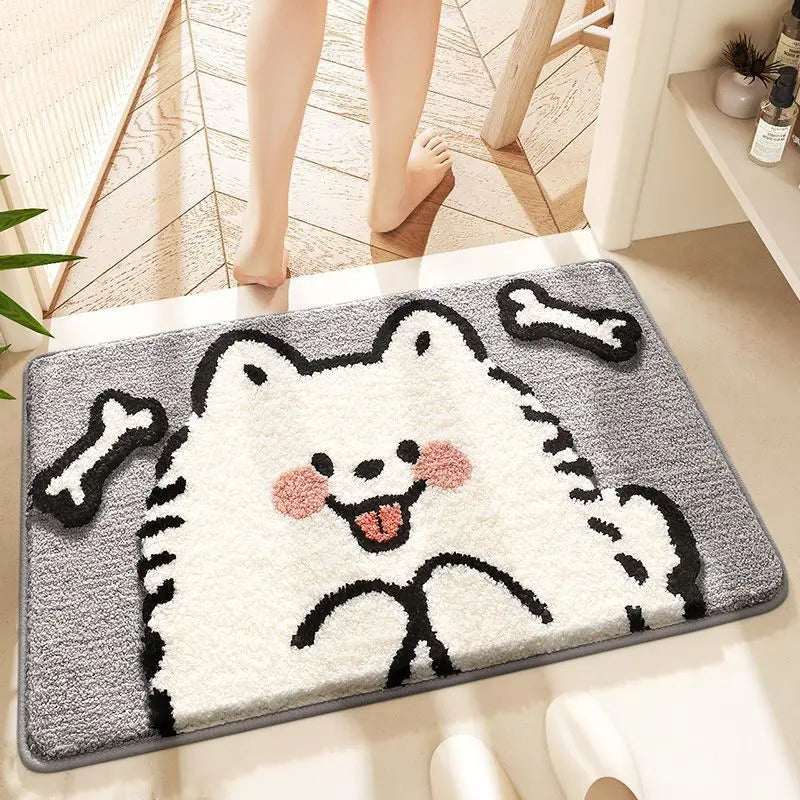 VIKAMA Bathroom Water-Absorbing Rug Cute Anti-Slip Imitation Cashmere