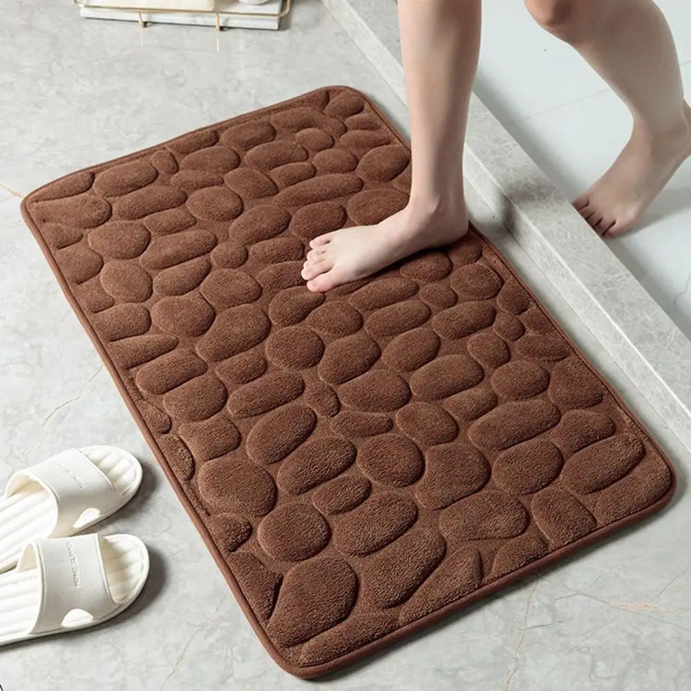 Durable Water Absorption Bath Mat Non-slip Household Cobblestone Embossed Washable Doormat Bathroom