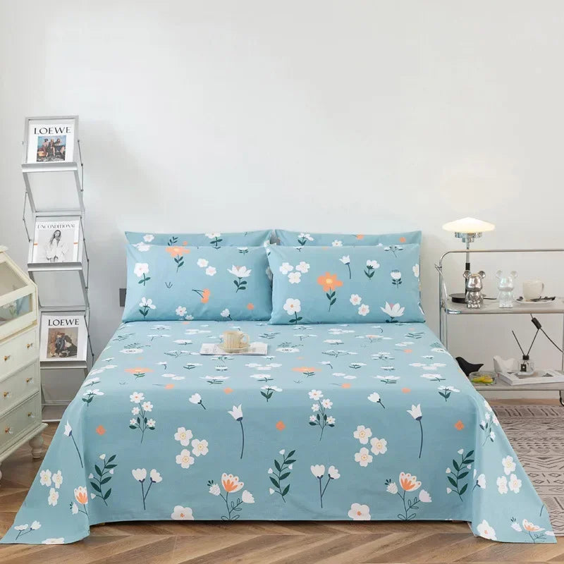 Soft 100% Cotton Coarse Cloth Bed Sheet Thick Sleep Naked Single Double Bedsheet