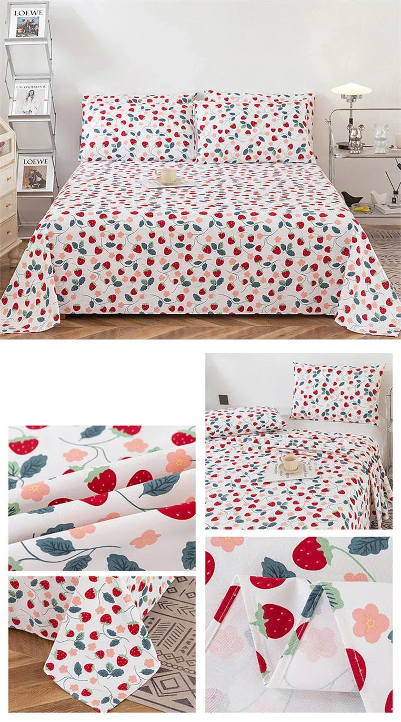 Soft 100% Cotton Coarse Cloth Bed Sheet Thick Sleep Naked Single Double Bedsheet