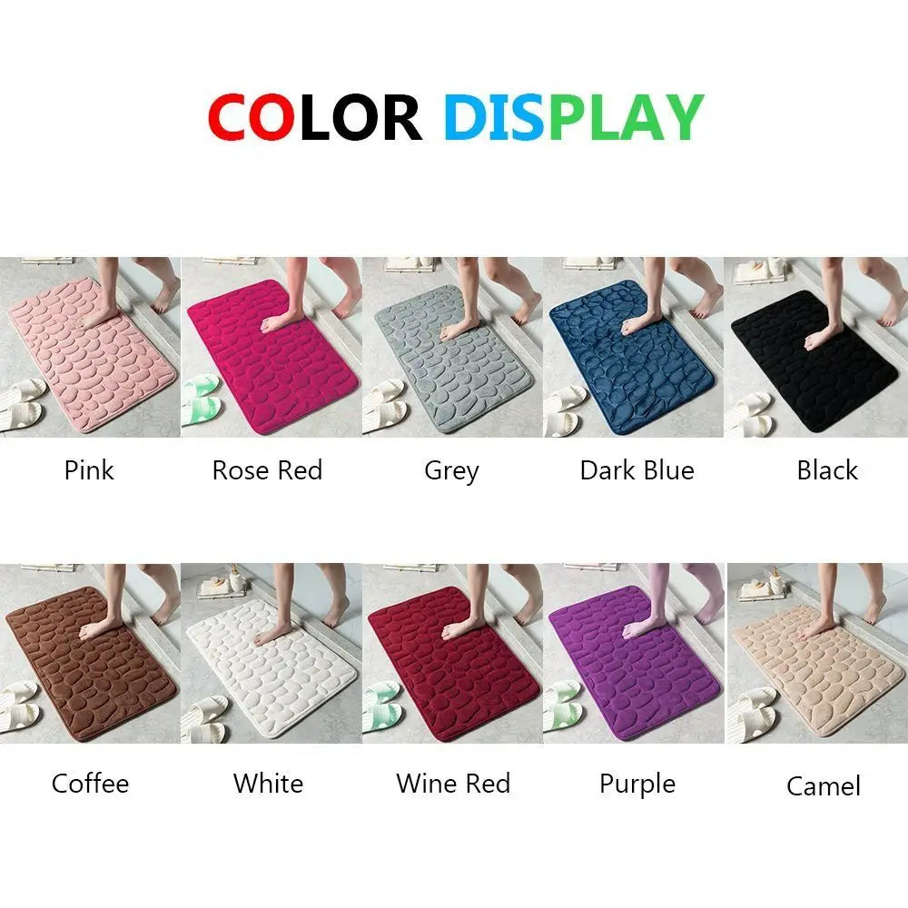 Durable Water Absorption Bath Mat Non-slip Household Cobblestone Embossed Washable Doormat Bathroom