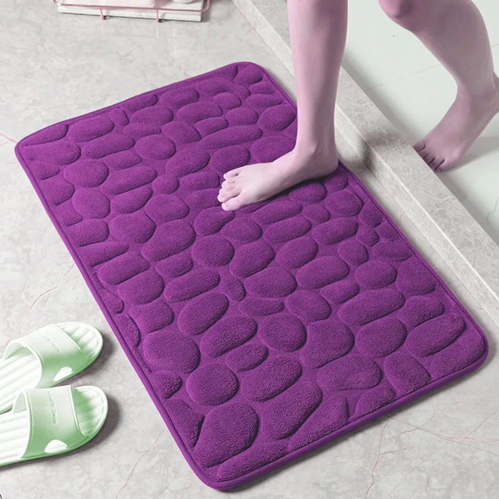 Durable Water Absorption Bath Mat Non-slip Household Cobblestone Embossed Washable Doormat Bathroom