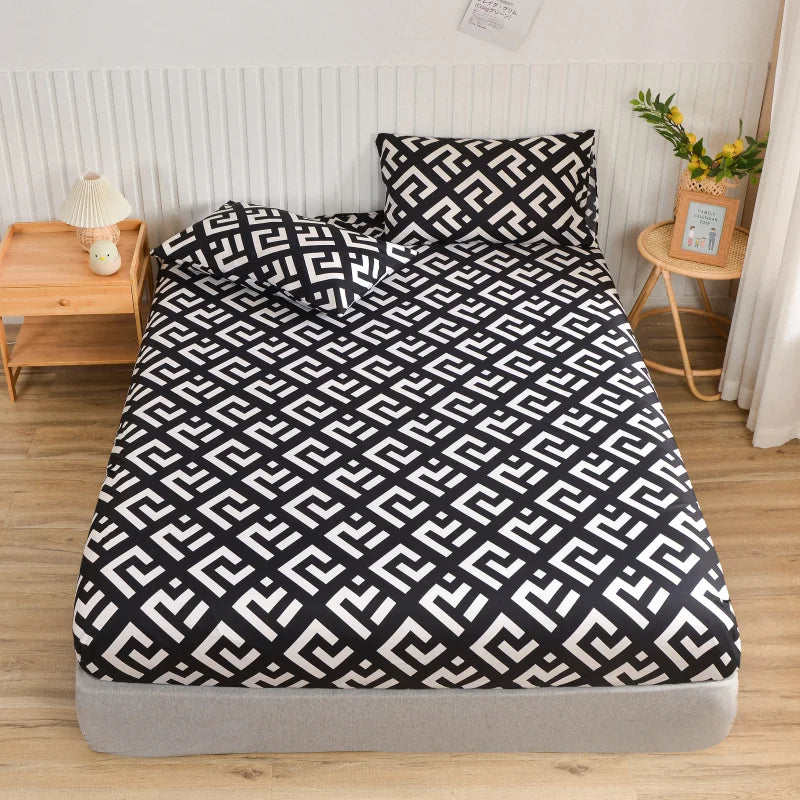 Simple Style Bedsheet Breathable Bed Cover Fitted Sheet with Elastic