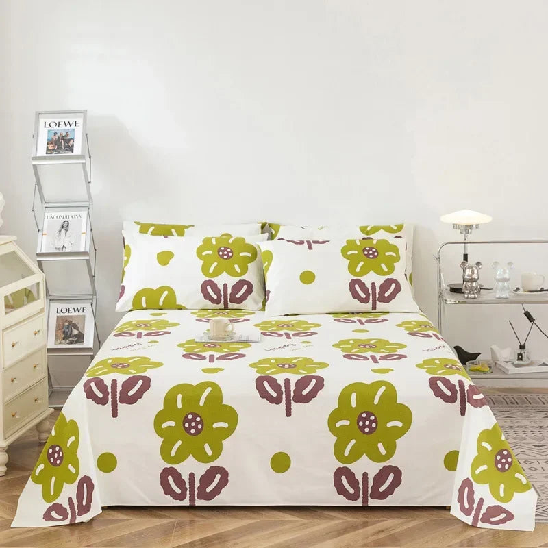 Soft 100% Cotton Coarse Cloth Bed Sheet Thick Sleep Naked Single Double Bedsheet