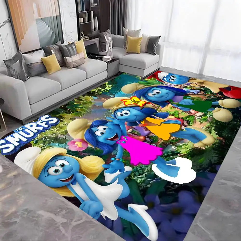 S-Smurfs Floor Mat Cheaper Anti-slip Modern Living Room Balcony Printed Bedside Mats